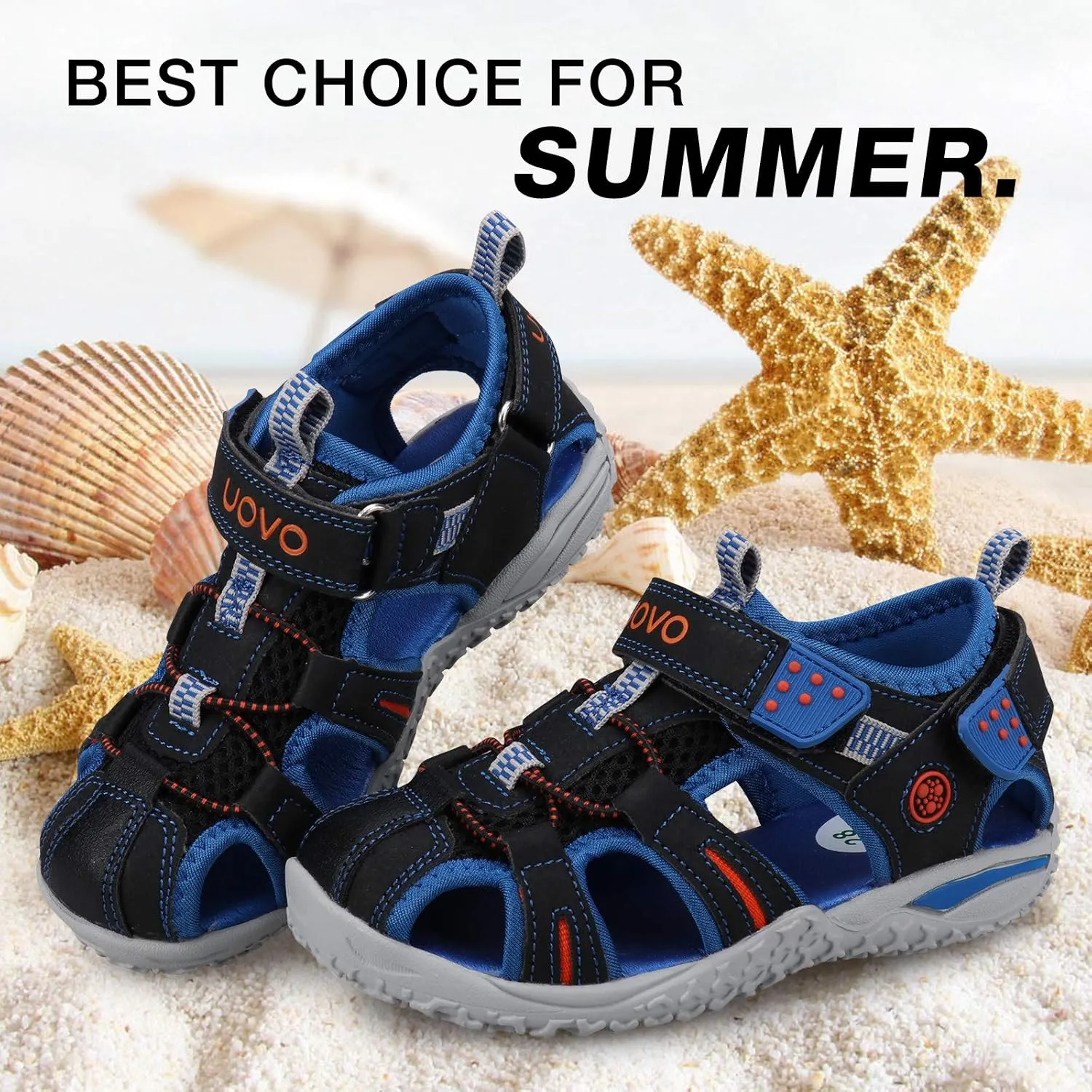 UOVO Boys Girls Sandals Summer Shoes Closed Toe Lightweight Outdoor Athletic Sports (Toddler/Little Kid/Big Kid)