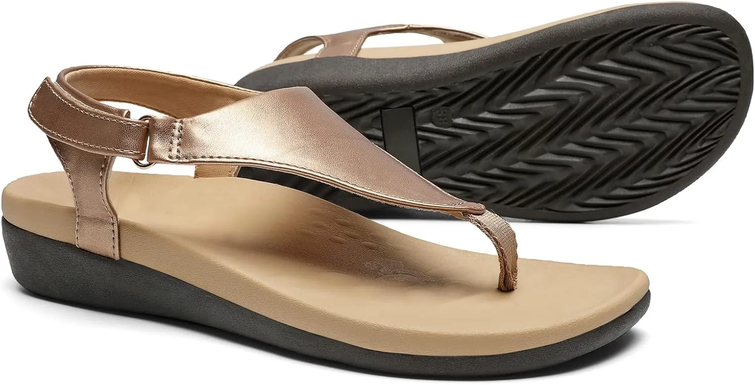 UTENAG Womens Arch Support Sandals Orthotic Adjustable Thong Flip Flops Shoes