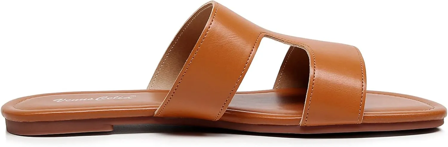 VenusCelia Women's H Band Wide Flat Sandal
