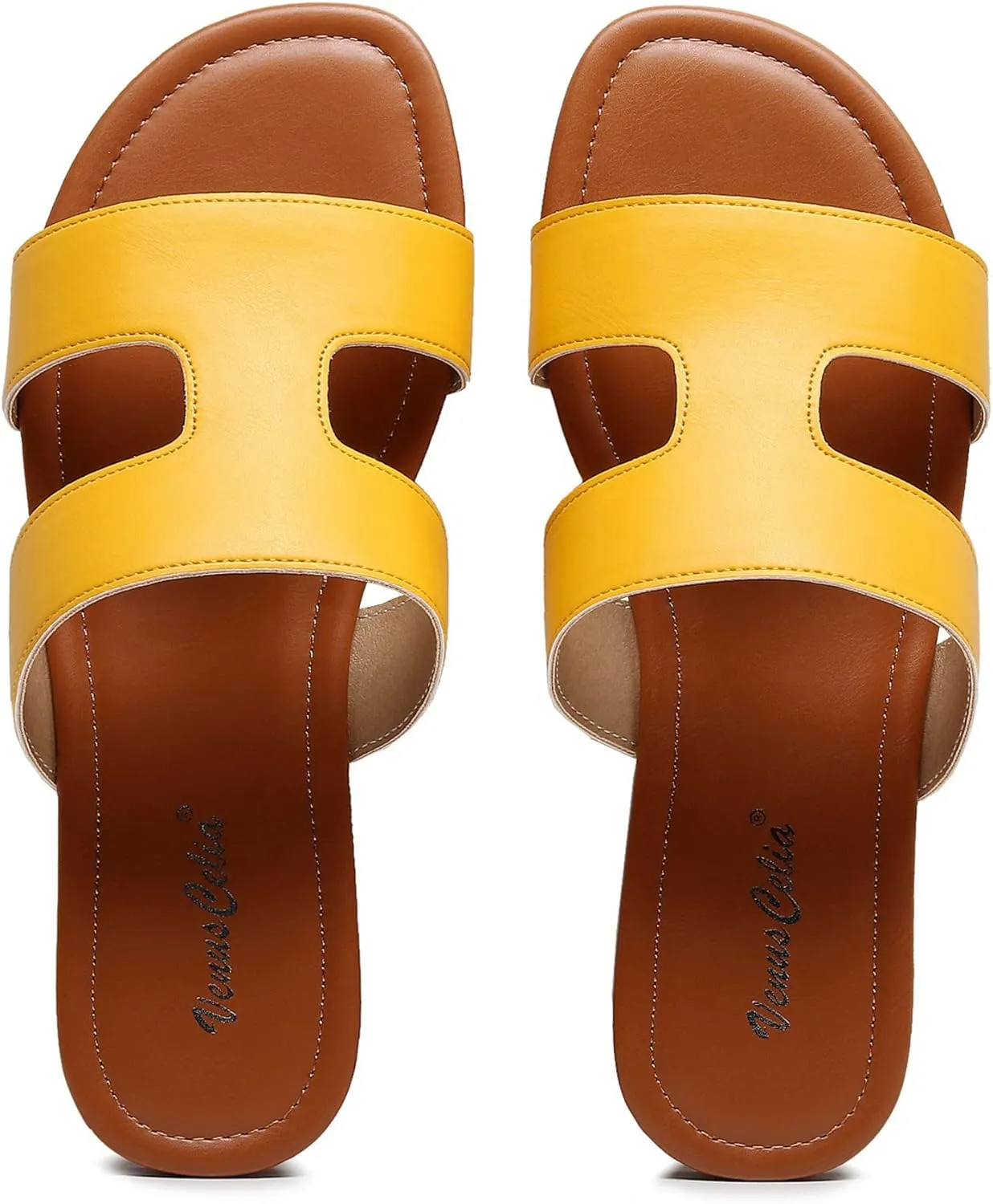 VenusCelia Women's H Band Wide Flat Sandal