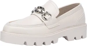 Vepose Women's 8081 Platform Casual Loafers, Black Round Toe Slip On Loafers Shoes