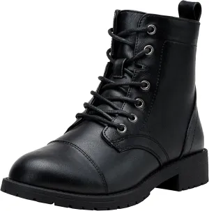 Vepose Women's Ankle Boots Lace up, Flat Fashion Combat Booties Low Heel