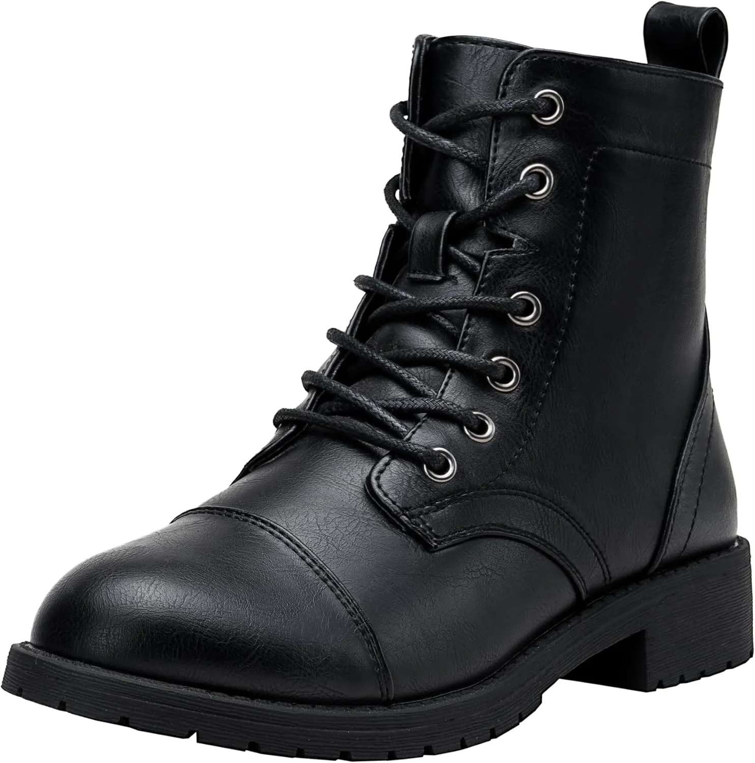 Vepose Women's Ankle Boots Lace up, Flat Fashion Combat Booties Low Heel
