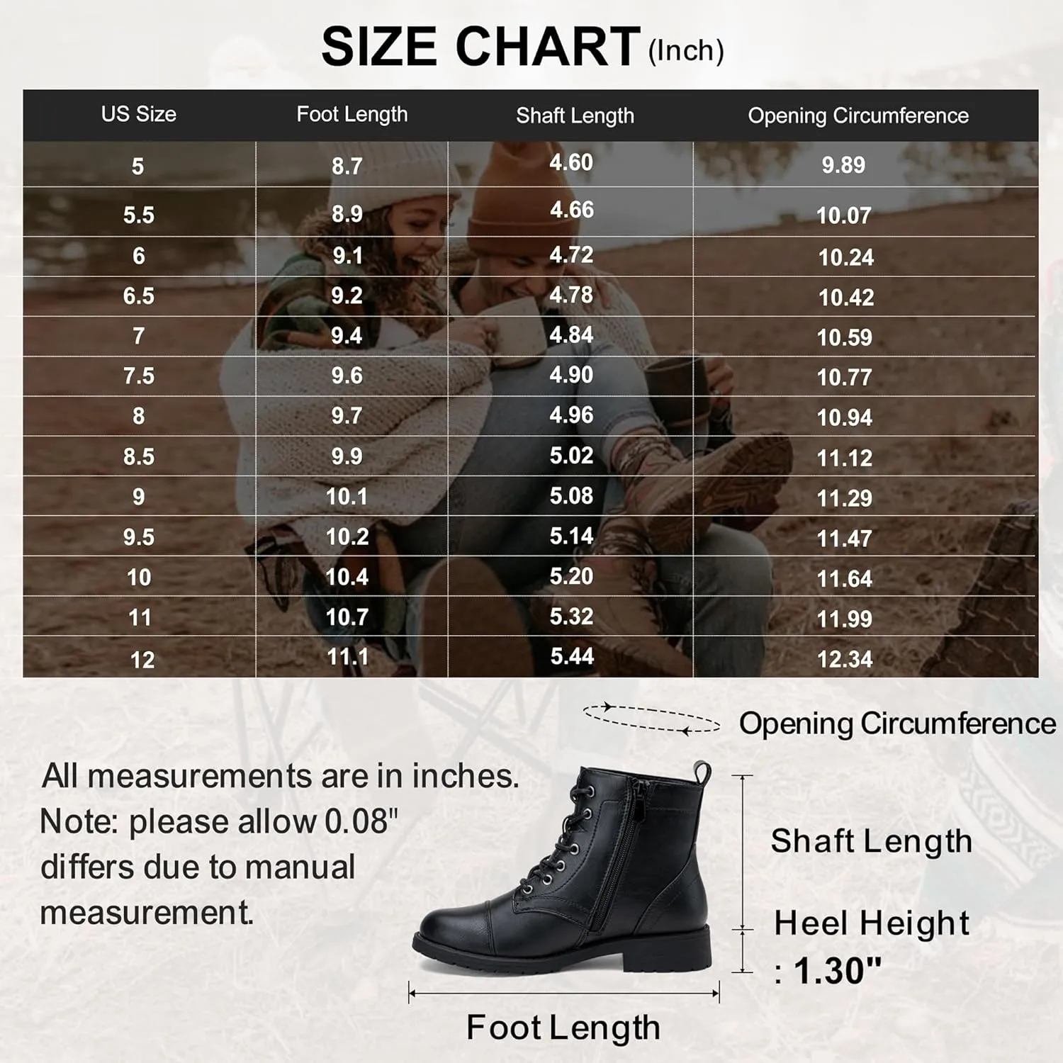 Vepose Women's Ankle Boots Lace up, Flat Fashion Combat Booties Low Heel
