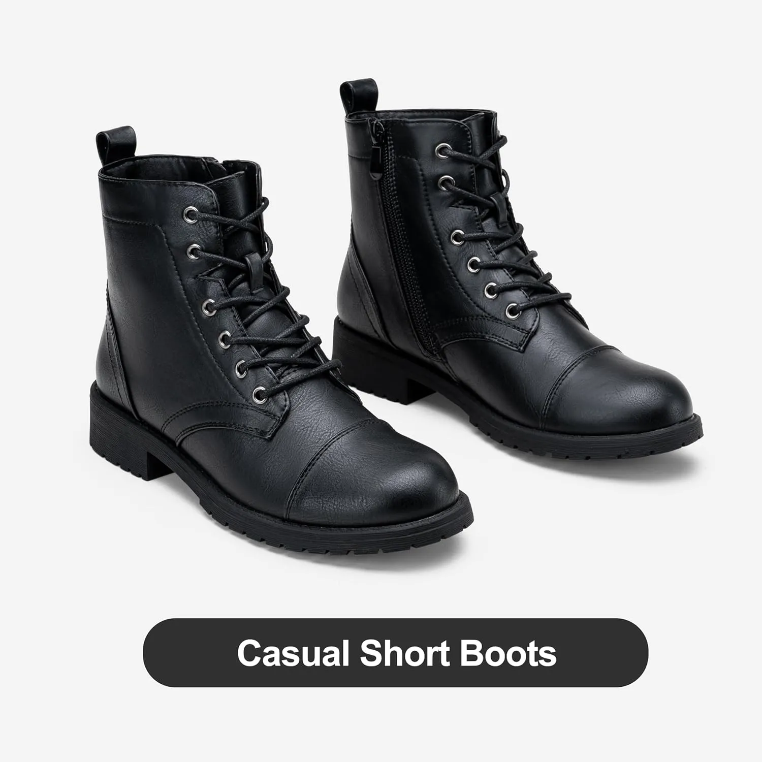 Vepose Women's Ankle Boots Lace up, Flat Fashion Combat Booties Low Heel