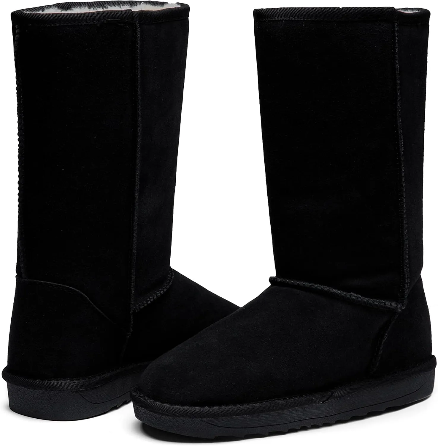 Vepose Women's Winter Snow Boots Warm Fur Mid Calf Tall Suede Fuzzy Slip on Shoes