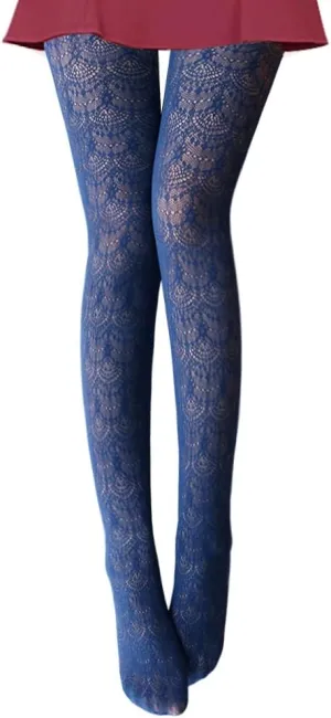VERO MONTE Womens Colorful Hollow Out Knitted Tights - Patterned Lace Stockings