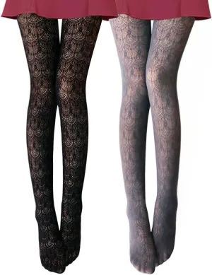 VERO MONTE Womens Colorful Hollow Out Knitted Tights - Patterned Lace Stockings
