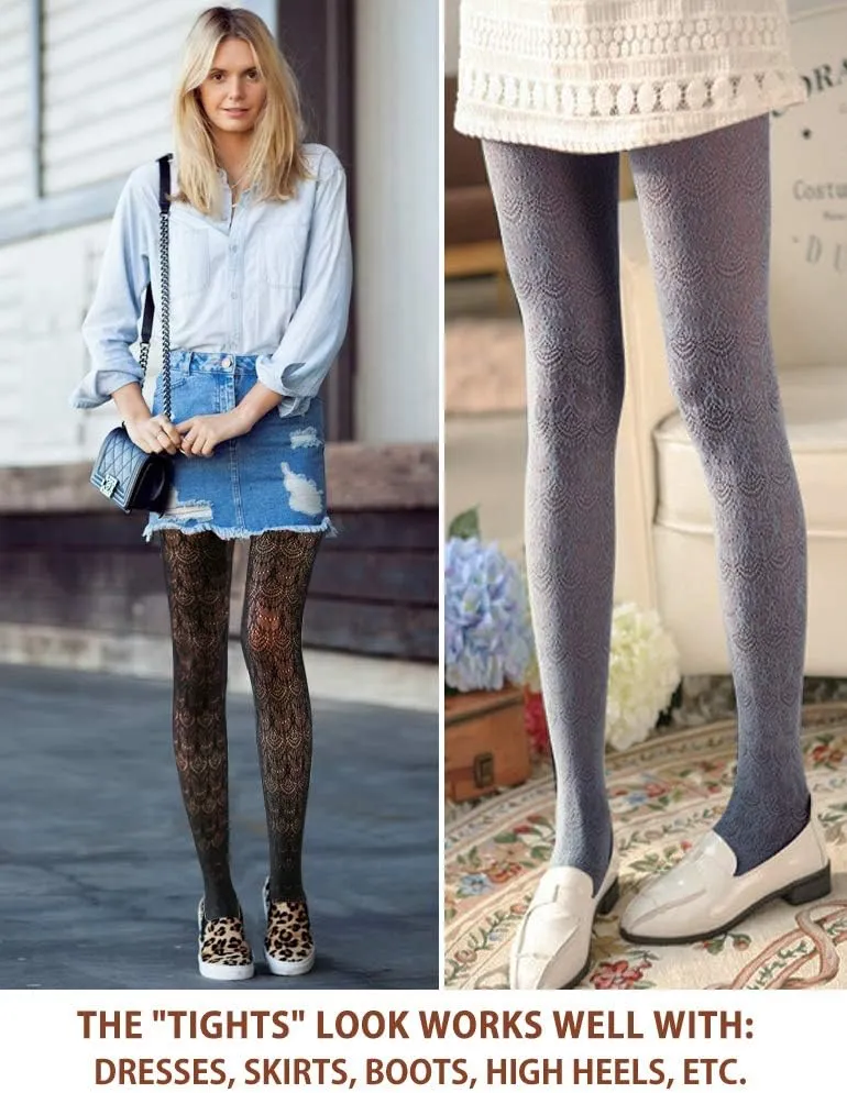VERO MONTE Womens Colorful Hollow Out Knitted Tights - Patterned Lace Stockings