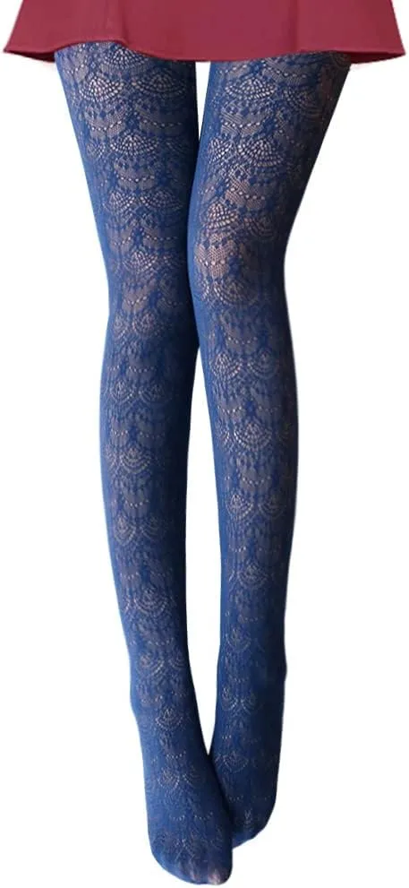 VERO MONTE Womens Colorful Hollow Out Knitted Tights - Patterned Lace Stockings
