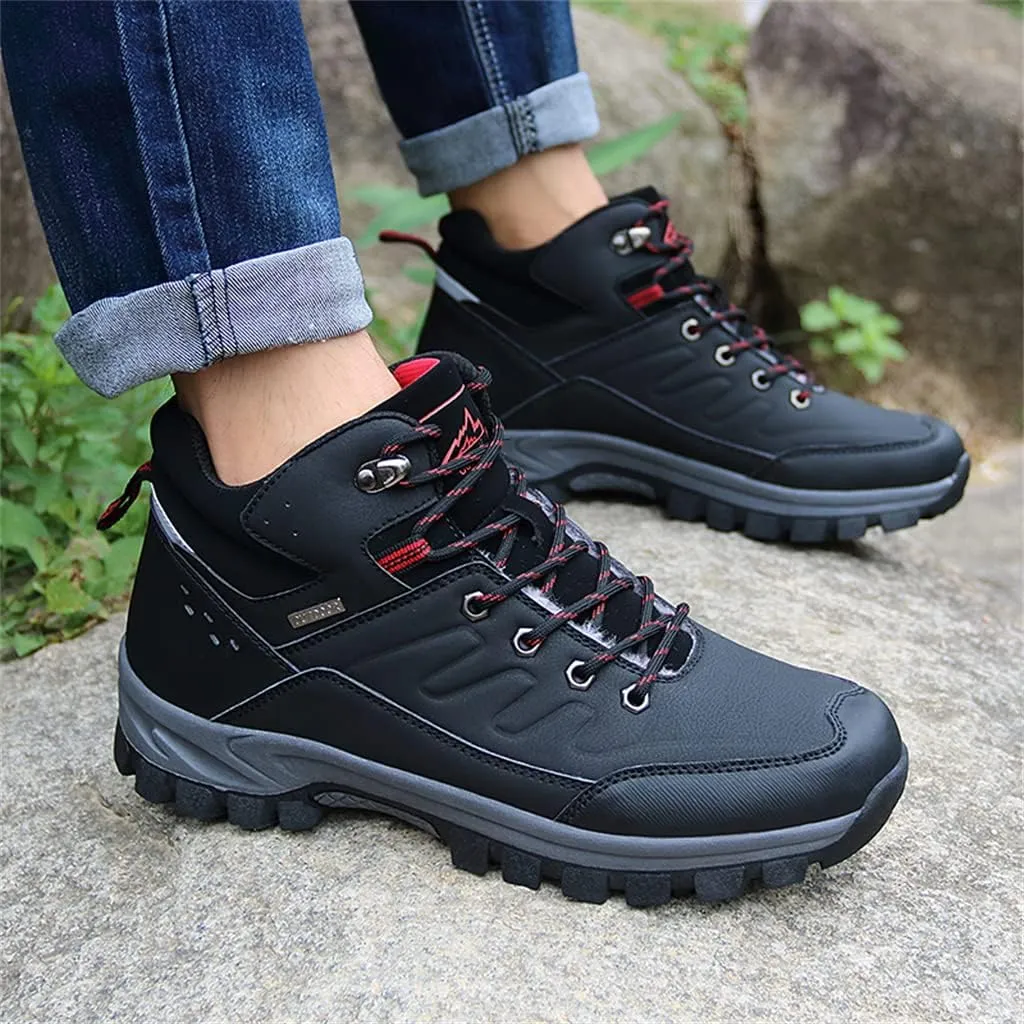 Veslexth Mens Snow Boots Insulated Waterproof Winter Shoes Non-slip Outdoor with Removable Lining for Men Fur Lined Casual Hiking Lightweight Anti-Slip Water-Resistant Footwear