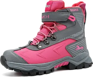 VITUOFLY Boys Hiking Boots Kids Hiking Shoes Girls Outdoor Warm Winter Snow Boots Adventure Trekking Shoes Anti-skid Sneakers Steel Buckle Durable Comfortable