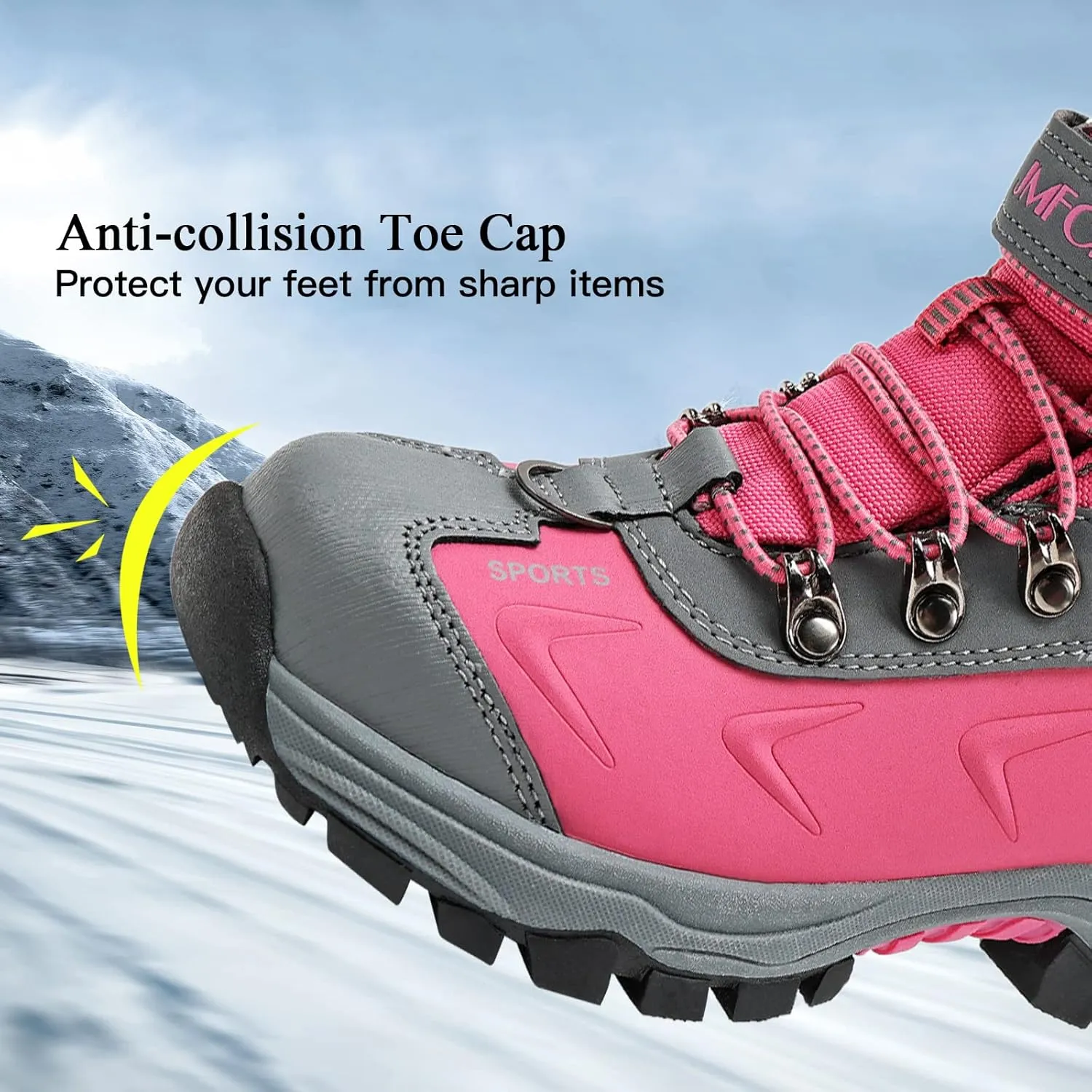 VITUOFLY Boys Hiking Boots Kids Hiking Shoes Girls Outdoor Warm Winter Snow Boots Adventure Trekking Shoes Anti-skid Sneakers Steel Buckle Durable Comfortable