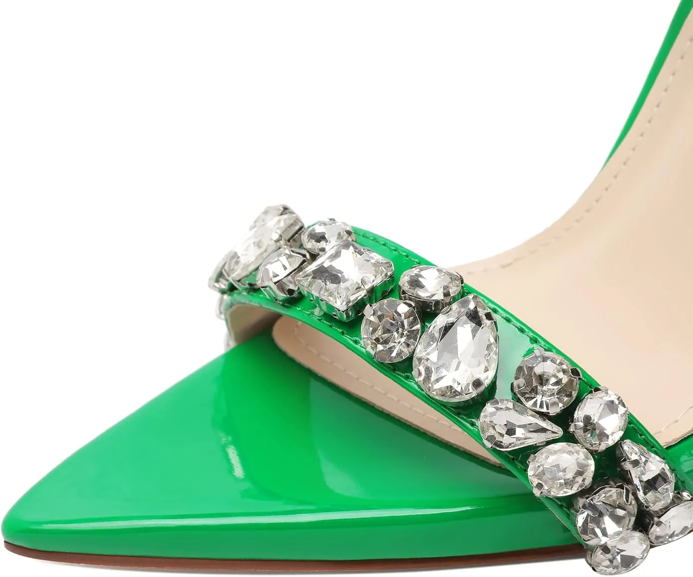 vivianly Strappy Stiletto Clear High Heels Rhinestone Lace Up Heeled Sandals Pointed Toe Pumps Wedding Bride Dress Shoes