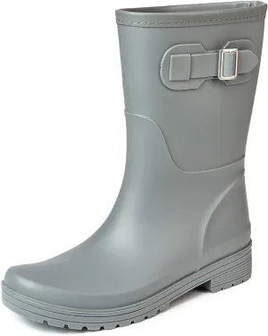 VOROLO Women's Short Rain Boots,Rubber Waterproof Garden Boots,Elastic Slip On Ankle Chelsea Boot,Fashion Insulated Rain Shoe With Low Heel