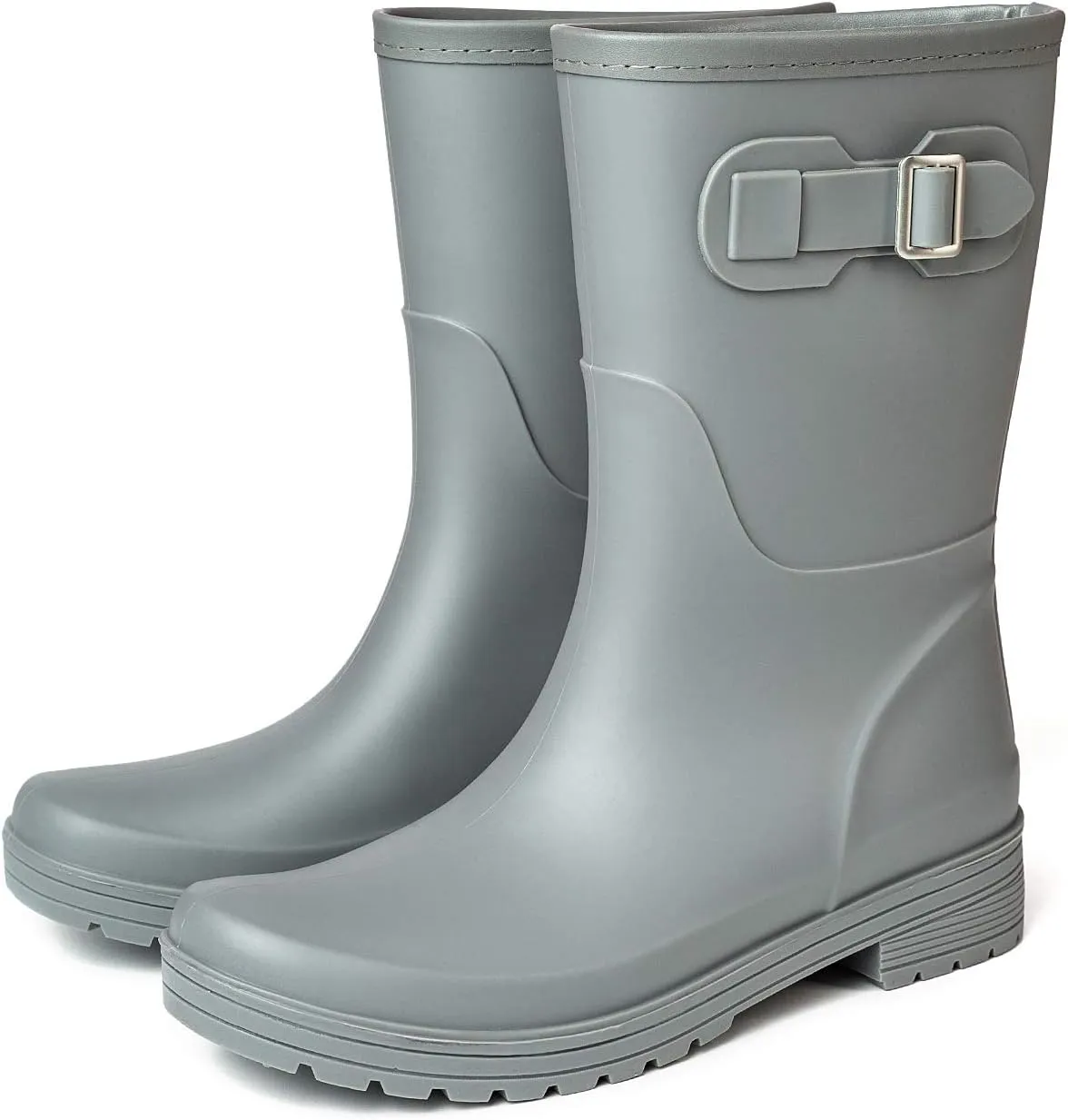 VOROLO Women's Short Rain Boots,Rubber Waterproof Garden Boots,Elastic Slip On Ankle Chelsea Boot,Fashion Insulated Rain Shoe With Low Heel