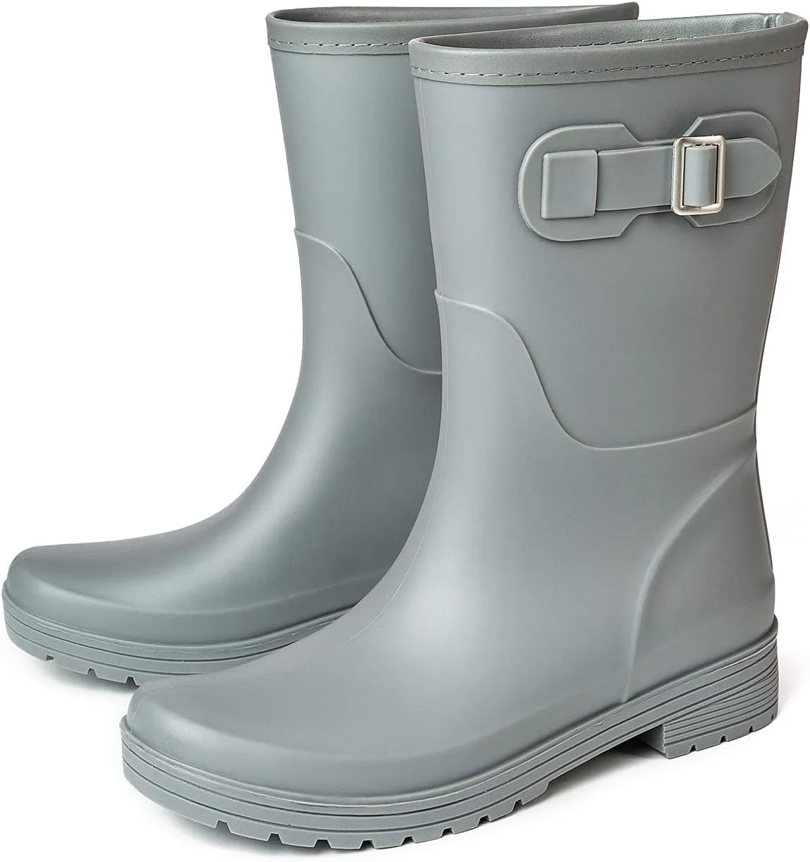 VOROLO Women's Short Rain Boots,Rubber Waterproof Garden Boots,Elastic Slip On Ankle Chelsea Boot,Fashion Insulated Rain Shoe With Low Heel