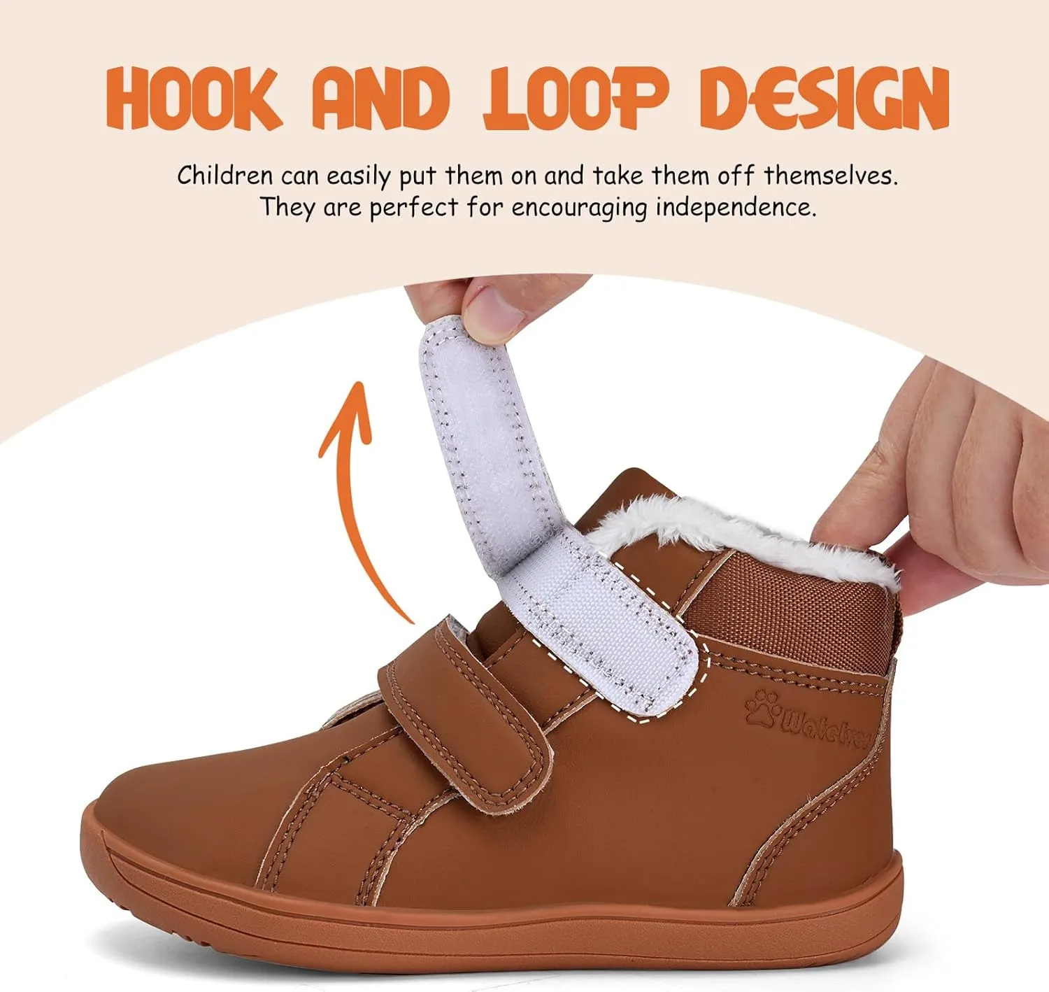 WateLves Toddler Little Kids Wide Barefoot Shoes Boys Girls Winter High Top Minimalist Sneakers Faux Fur Ankle Boots Leather Uniform Dress Shoes Naturally Splay