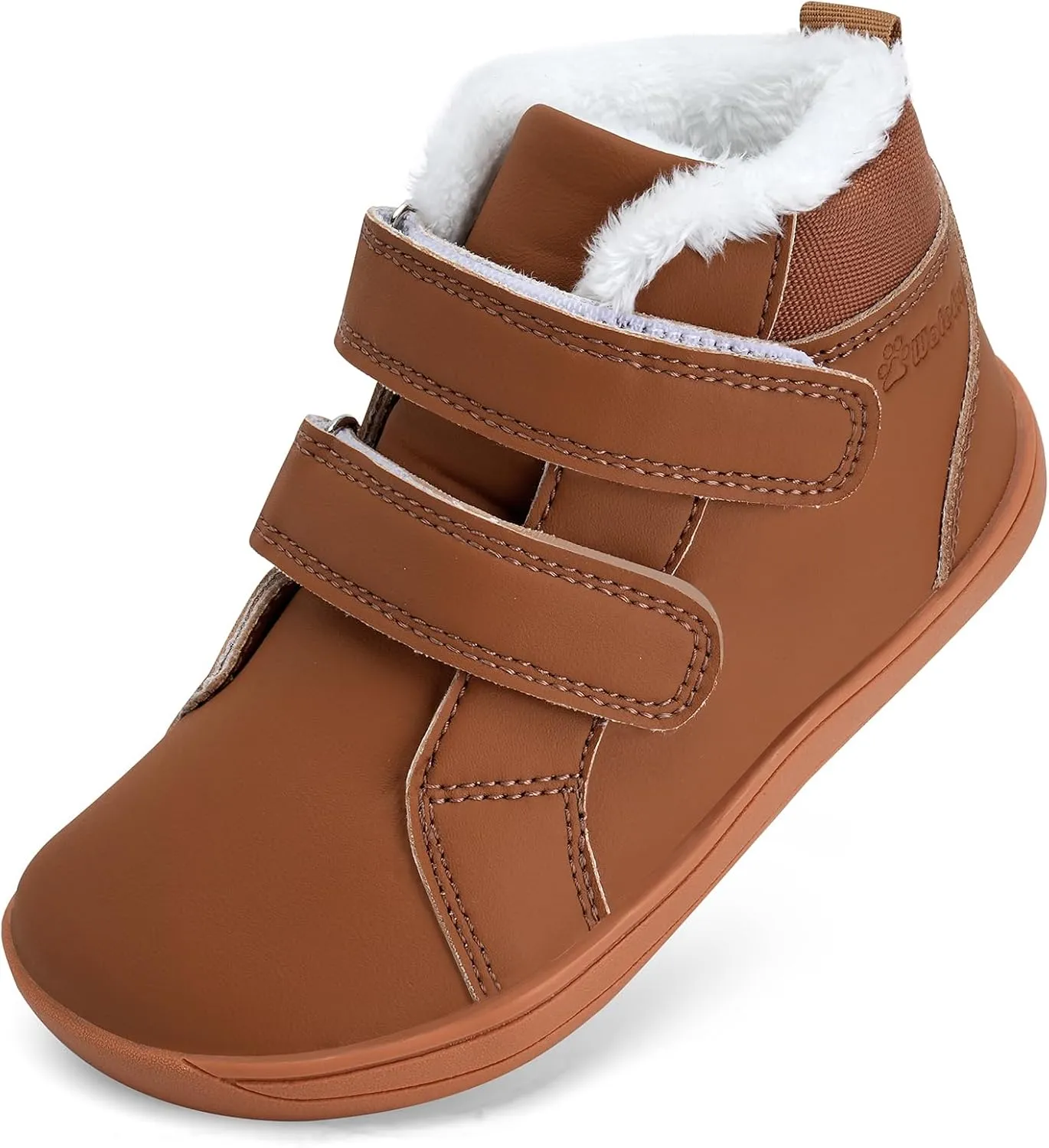 WateLves Toddler Little Kids Wide Barefoot Shoes Boys Girls Winter High Top Minimalist Sneakers Faux Fur Ankle Boots Leather Uniform Dress Shoes Naturally Splay