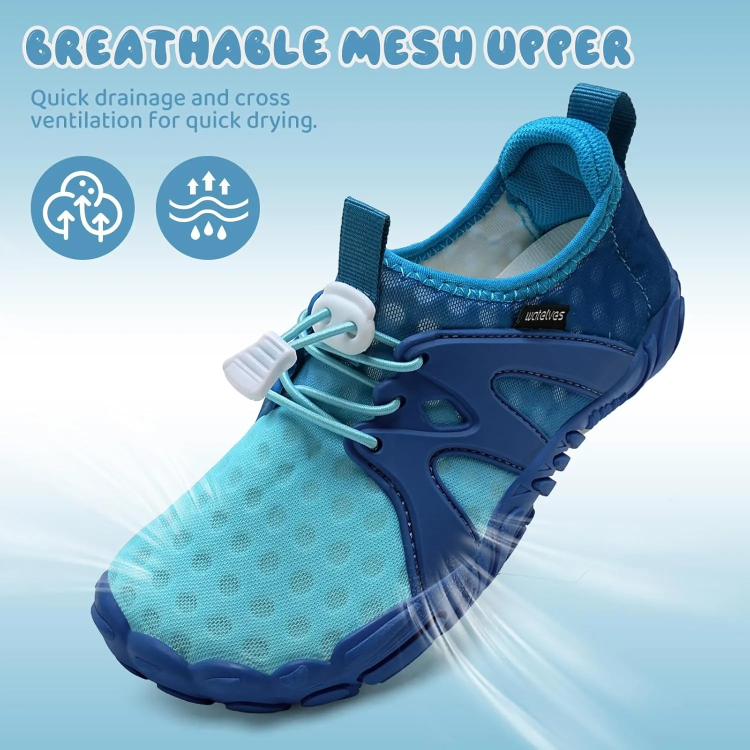WateLves Toddler/Little/Big/Kid Water Shoes Wide Barefoot Aqua Athletic Sneakers Girls Boys Hiking Beach Swim Fast Dry Shoes Built-in Heel Grips