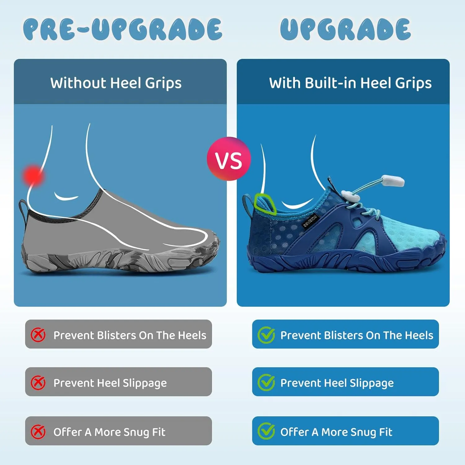 WateLves Toddler/Little/Big/Kid Water Shoes Wide Barefoot Aqua Athletic Sneakers Girls Boys Hiking Beach Swim Fast Dry Shoes Built-in Heel Grips