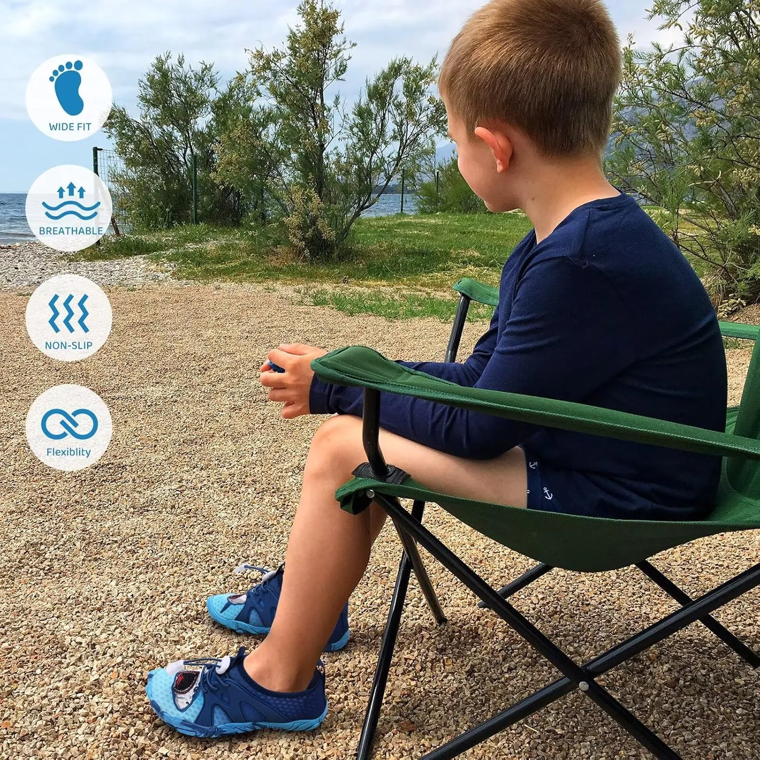 WateLves Toddler/Little/Big/Kid Water Shoes Wide Barefoot Aqua Athletic Sneakers Girls Boys Hiking Beach Swim Fast Dry Shoes Built-in Heel Grips