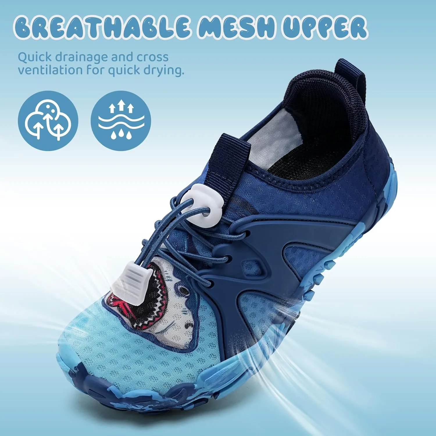 WateLves Toddler/Little/Big/Kid Water Shoes Wide Barefoot Aqua Athletic Sneakers Girls Boys Hiking Beach Swim Fast Dry Shoes Built-in Heel Grips