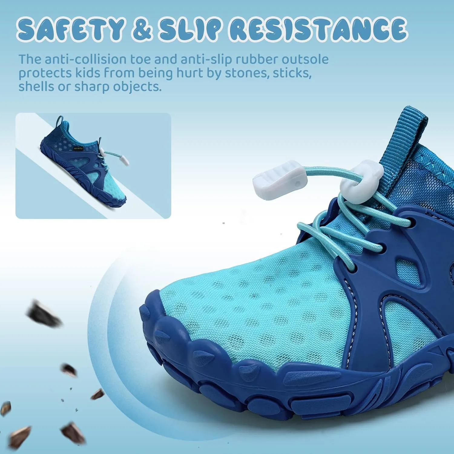 WateLves Toddler/Little/Big/Kid Water Shoes Wide Barefoot Aqua Athletic Sneakers Girls Boys Hiking Beach Swim Fast Dry Shoes Built-in Heel Grips