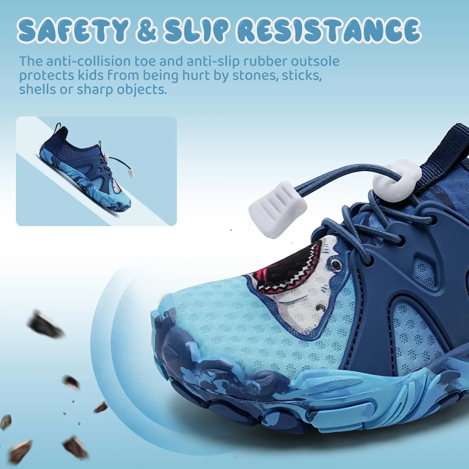 WateLves Toddler/Little/Big/Kid Water Shoes Wide Barefoot Aqua Athletic Sneakers Girls Boys Hiking Beach Swim Fast Dry Shoes Built-in Heel Grips