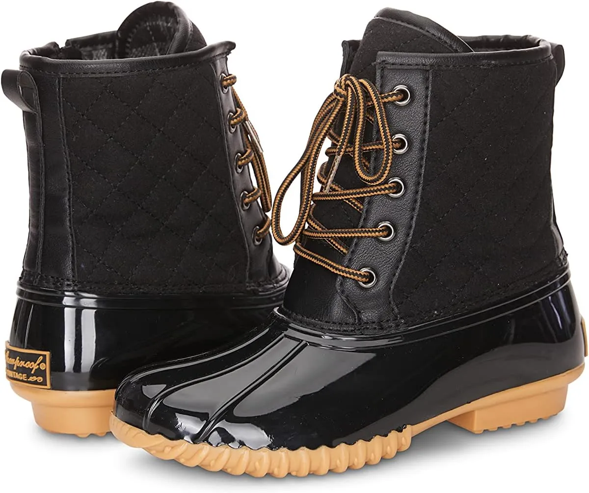 Weatherproof Womens Duck Boots with Lace-Up Closure Delancy Waterproof Insulated Mid-Calf Winter Boots for Comfort, Durability - Keeps Feet Warm & Dry