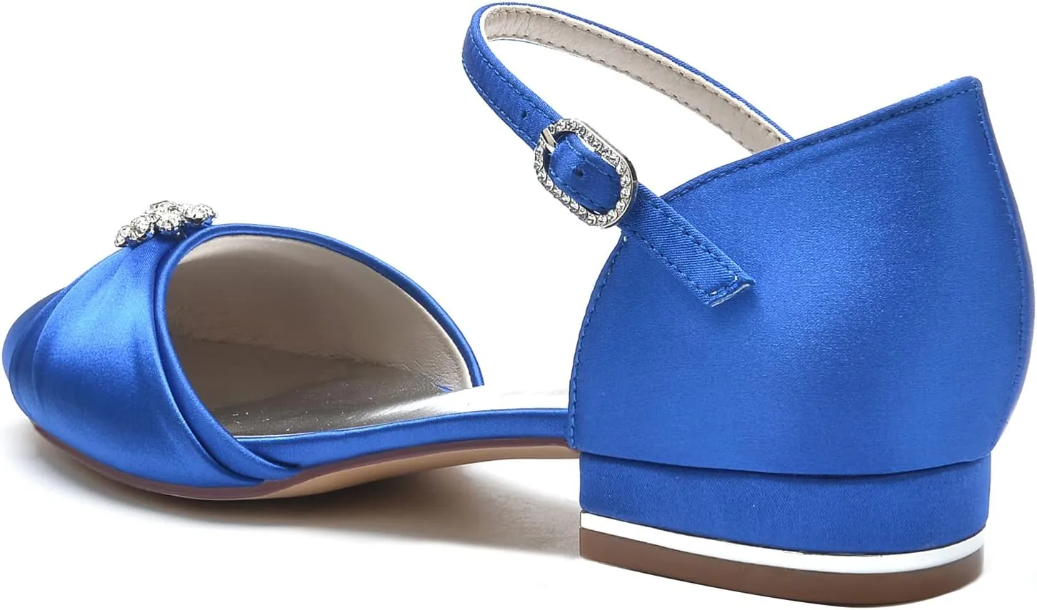 Wedding Bridal Shoes Round Toe Women Flat Shoes Slip on Bridal Dress Ballet Flats 2.5Cm