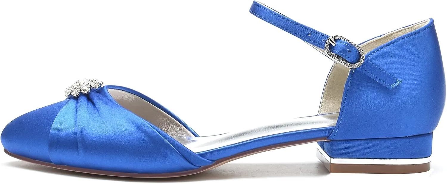 Wedding Bridal Shoes Round Toe Women Flat Shoes Slip on Bridal Dress Ballet Flats 2.5Cm