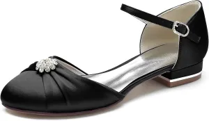 Wedding Bridal Shoes Round Toe Women Flat Shoes Slip on Bridal Dress Ballet Flats 2.5Cm