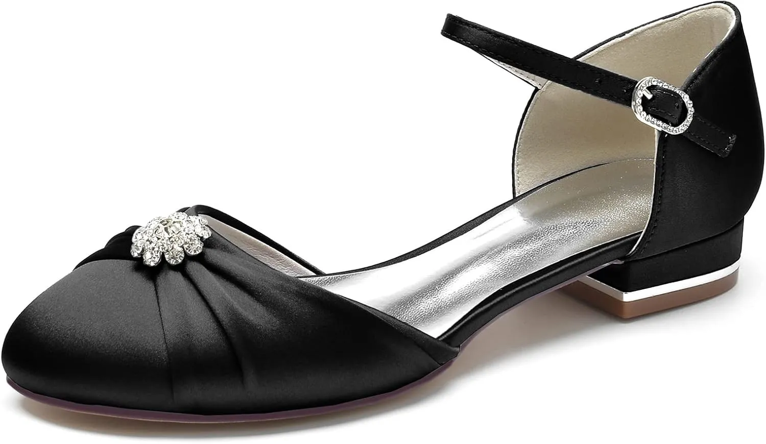 Wedding Bridal Shoes Round Toe Women Flat Shoes Slip on Bridal Dress Ballet Flats 2.5Cm