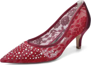 Wedding Bridal Shoes Women's High Stiletto Heels Closed Bridal Pointed Toe Dress Pumps Shoes 6Cm