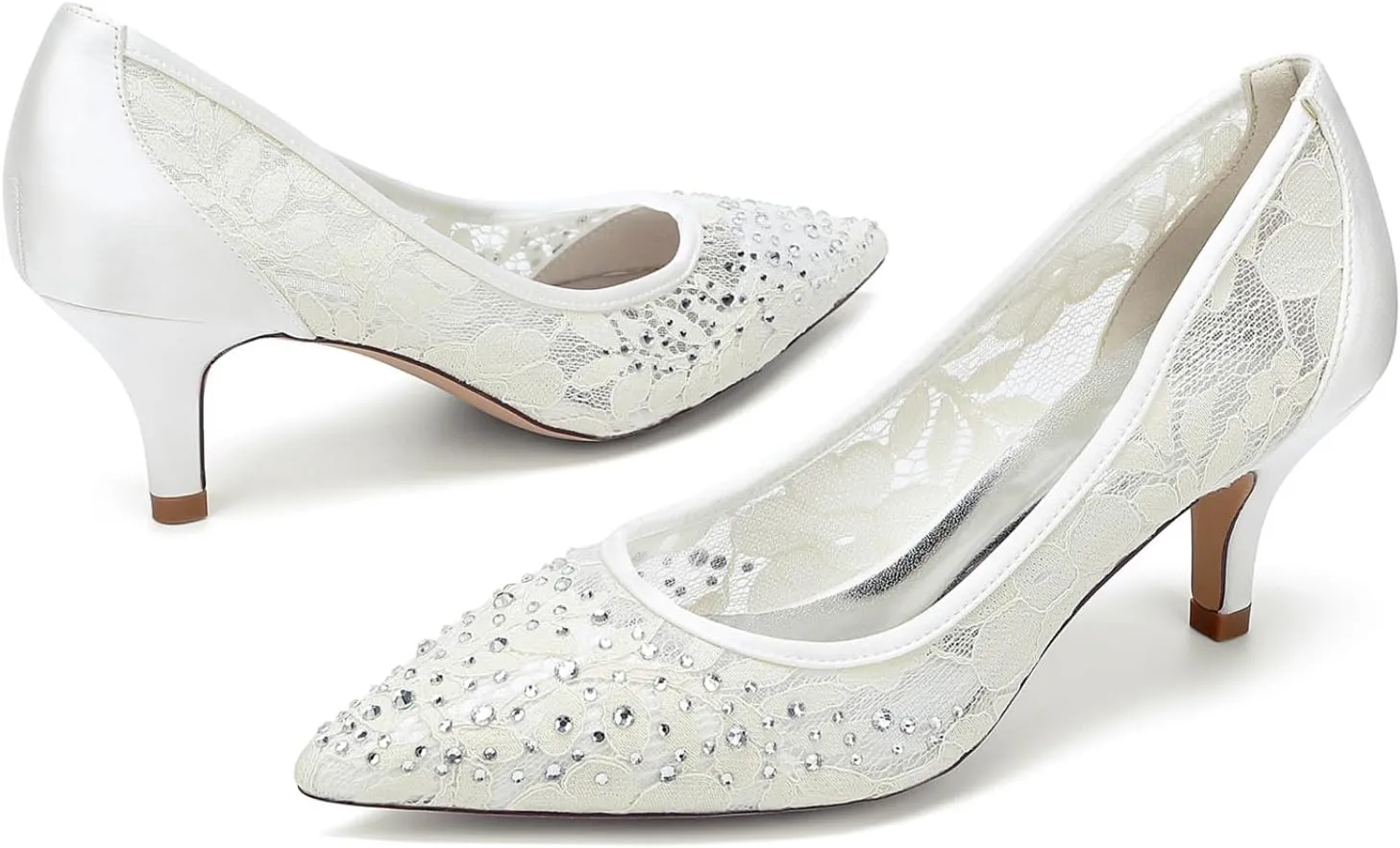 Wedding Bridal Shoes Women's High Stiletto Heels Closed Bridal Pointed Toe Dress Pumps Shoes 6Cm