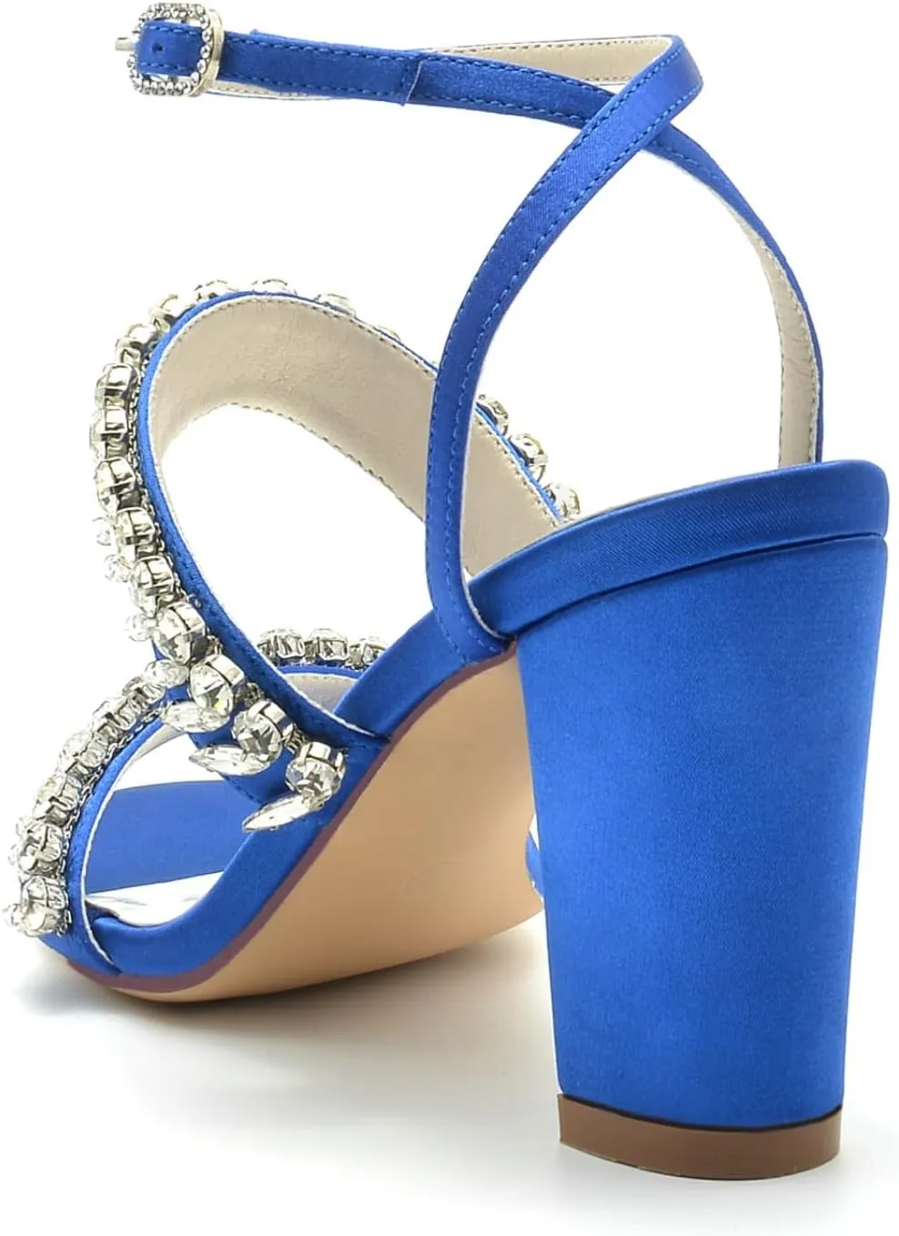 Wedding Shoes Women's Chunk Heel Pump Sandals High Heels Satin Bridal Shoes Evening Party Pumps Sandals 8.5Cm Peep Toe High Heel