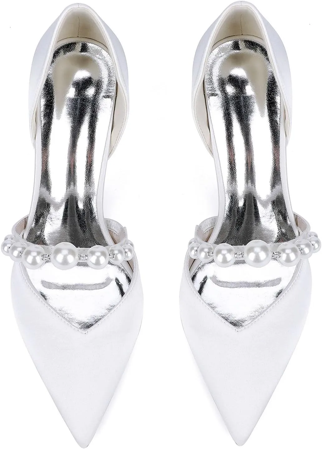 Wedding Shoes Women's Heels,Satin Pumps, Nude Heels for Women,Chunky Heels Bridal Women,Pointed Toe Dress Office Wedding Shoes 8.5Cm