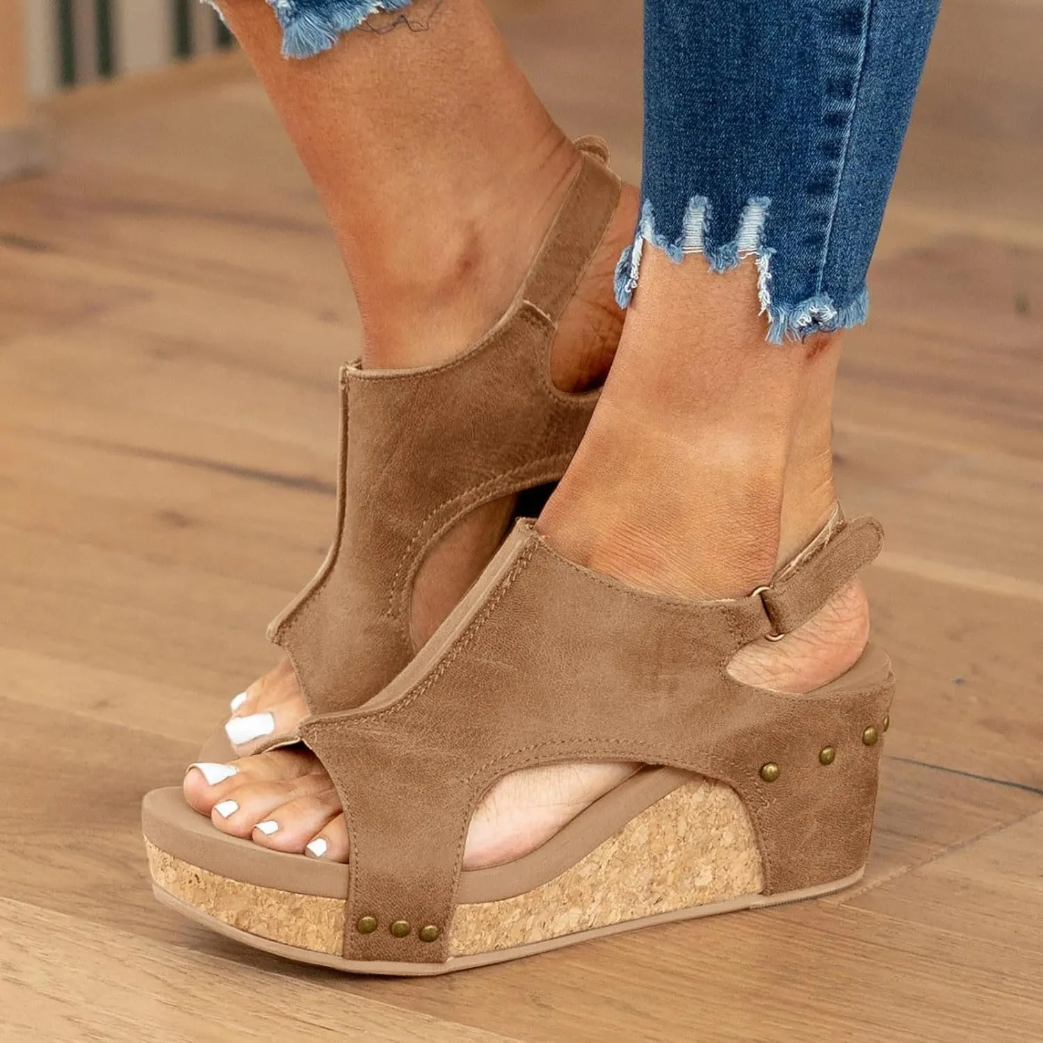 Wedge Sandals for Women 2025,Women's Open Toe Buckle Ankle Strap Summer Platform Wedge Sandals New Platform Sandals Ladies Wedges Boho Summer Beach Sandals
