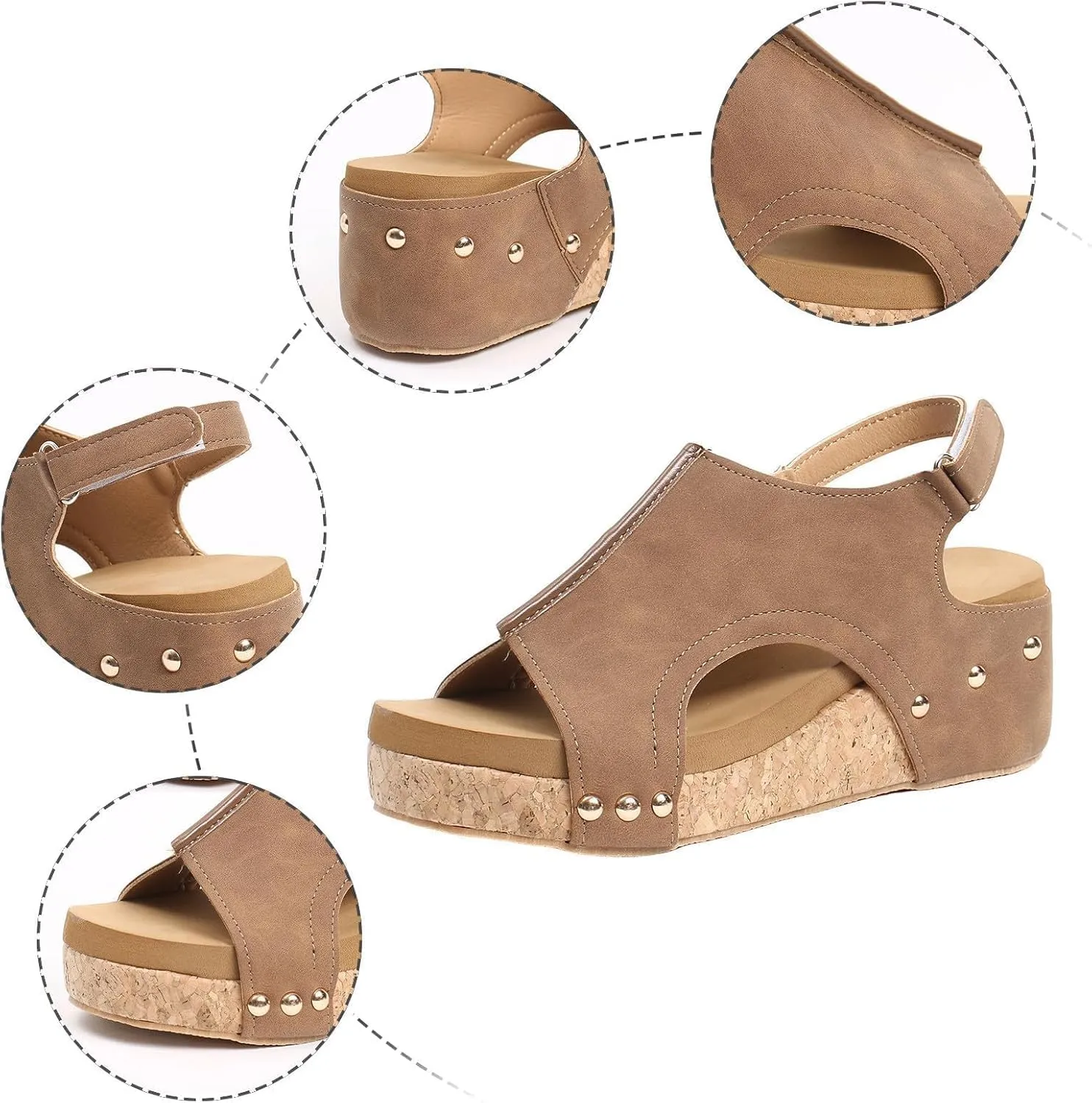 Wedge Sandals for Women 2025,Women's Open Toe Buckle Ankle Strap Summer Platform Wedge Sandals New Platform Sandals Ladies Wedges Boho Summer Beach Sandals