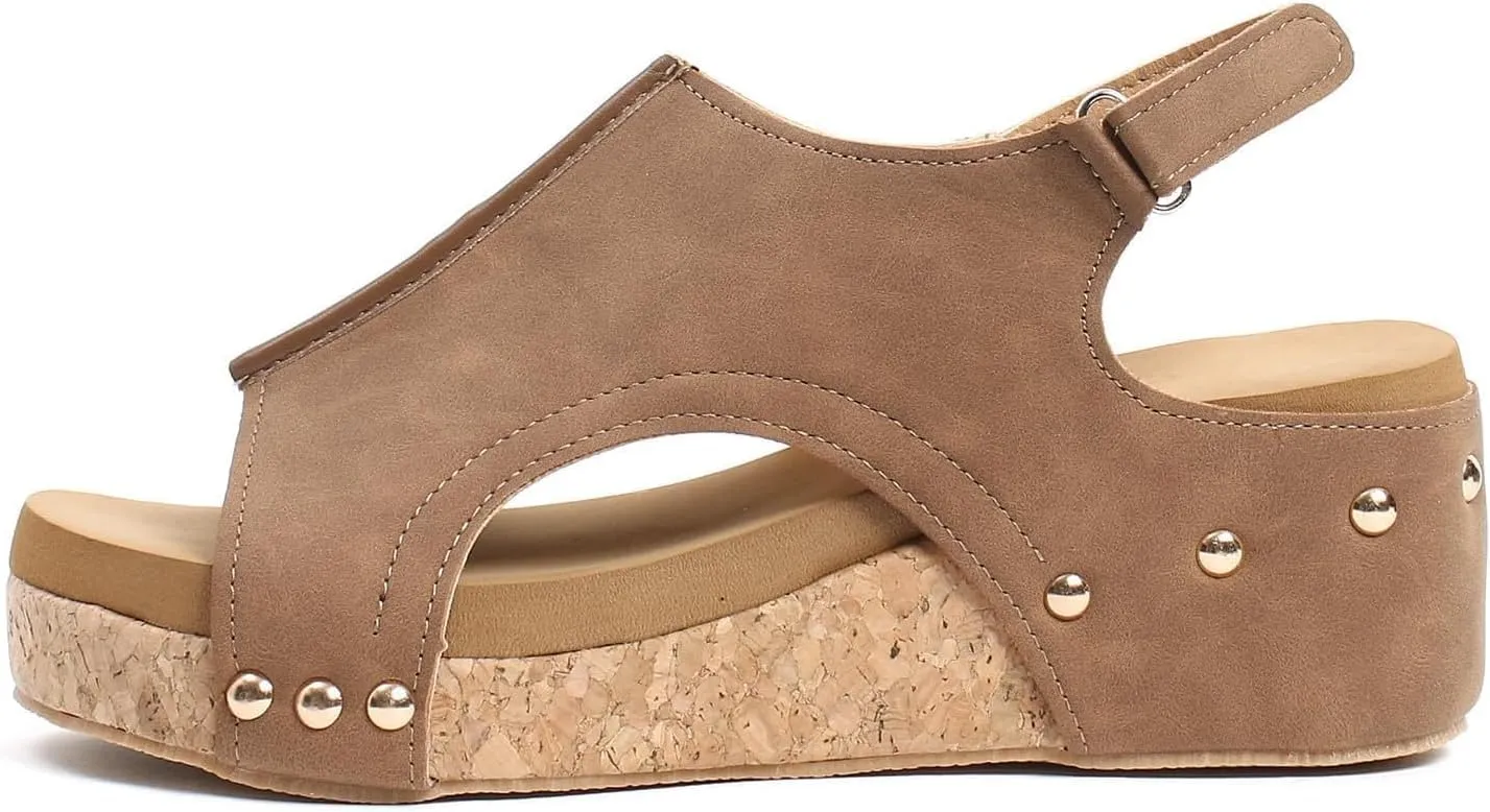 Wedge Sandals for Women 2025,Women's Open Toe Buckle Ankle Strap Summer Platform Wedge Sandals New Platform Sandals Ladies Wedges Boho Summer Beach Sandals