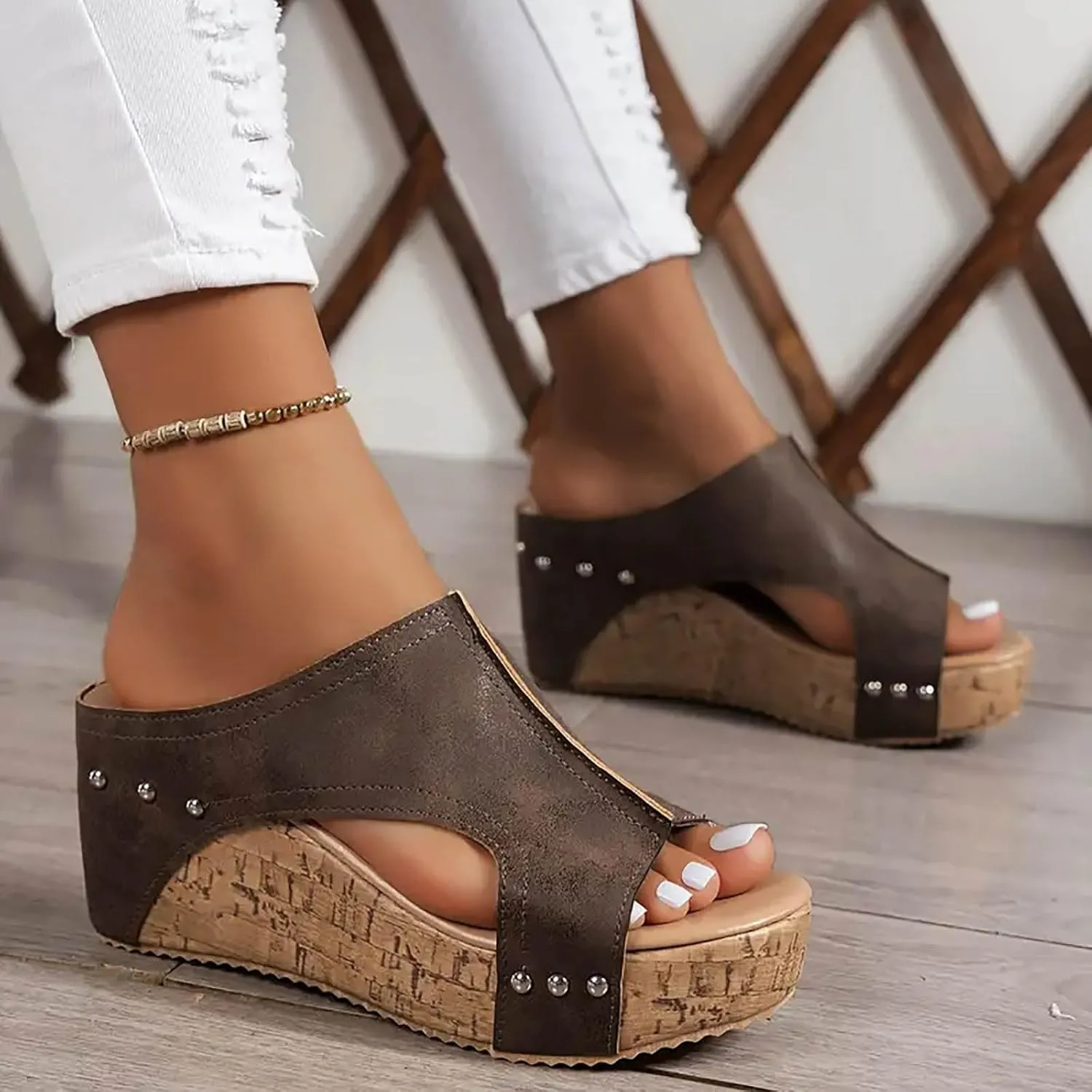 Wedge Sandals for Women Dressy Summer 2025 Open Toe Buckle Ankle Strap Platform Wedge Sandals Casual Ladies Boho Summer Beach Walking Sandals Lightweight for All Day Wear
