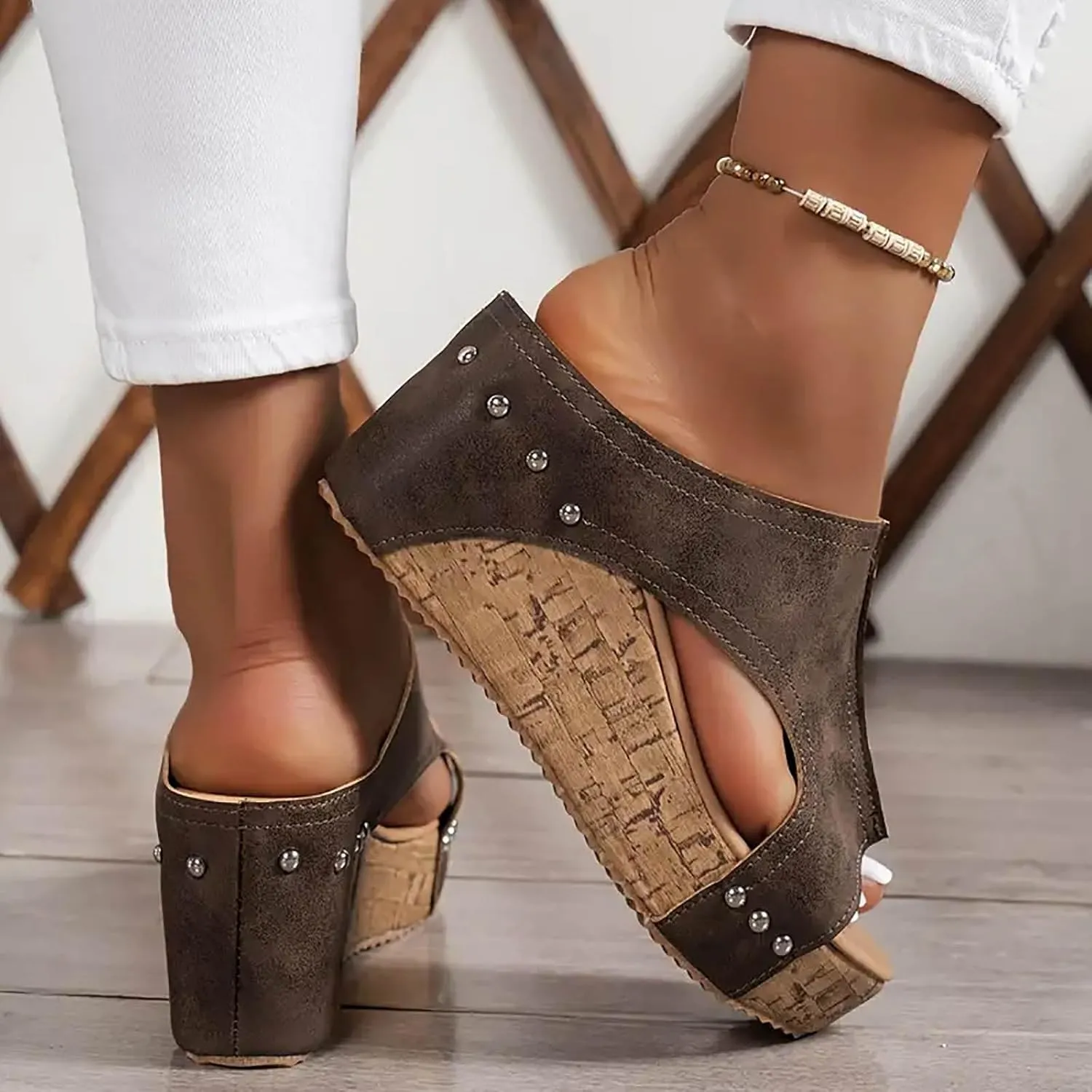 Wedge Sandals for Women Dressy Summer 2025 Open Toe Buckle Ankle Strap Platform Wedge Sandals Casual Ladies Boho Summer Beach Walking Sandals Lightweight for All Day Wear