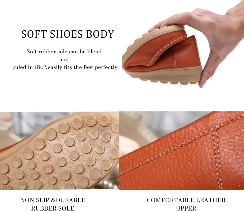 WERWAES Casual Womens Loafers Shoes Slip on Winter Flat Comfortable Warm Cloth Leather Non-slip Moccasins Loafer Shoes for Indoor and Outdoor
