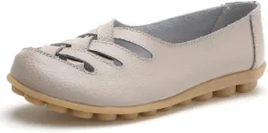 WERWAES Womens Loafers Flat Penny Boat Dress Shoes Comfortable Light-Weight Casual Slip-On Shoes Fashion Moccasin Genuine Leather Office Walking Driving Round Toe Non Slip Shoes
