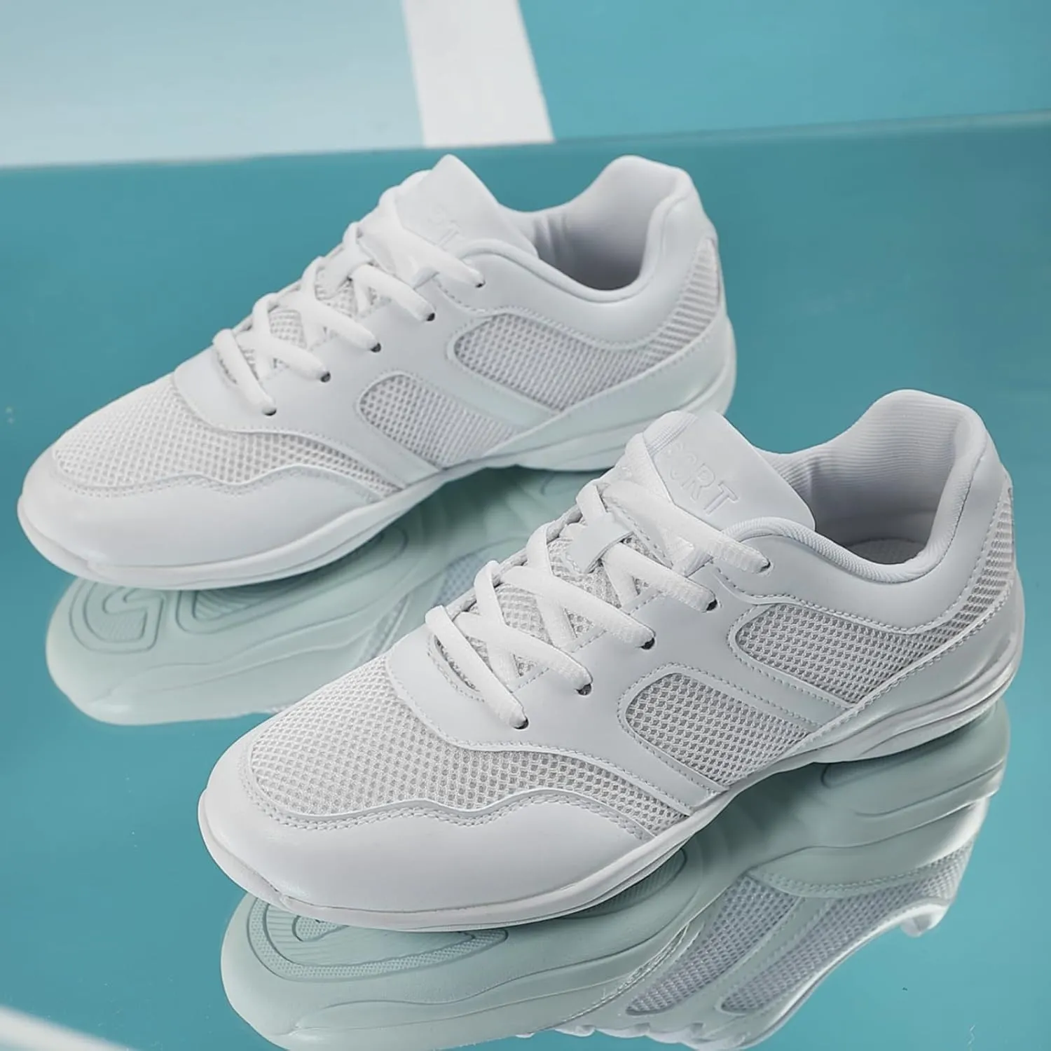 White Cheer Shoes for Girls Dance Sneakers Youth Athletic Training Tennis Walking Breathable Competition Cheerleader Women