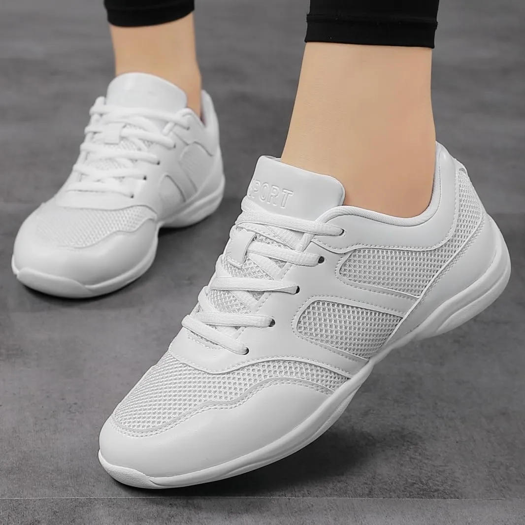 White Cheer Shoes for Girls Dance Sneakers Youth Athletic Training Tennis Walking Breathable Competition Cheerleader Women