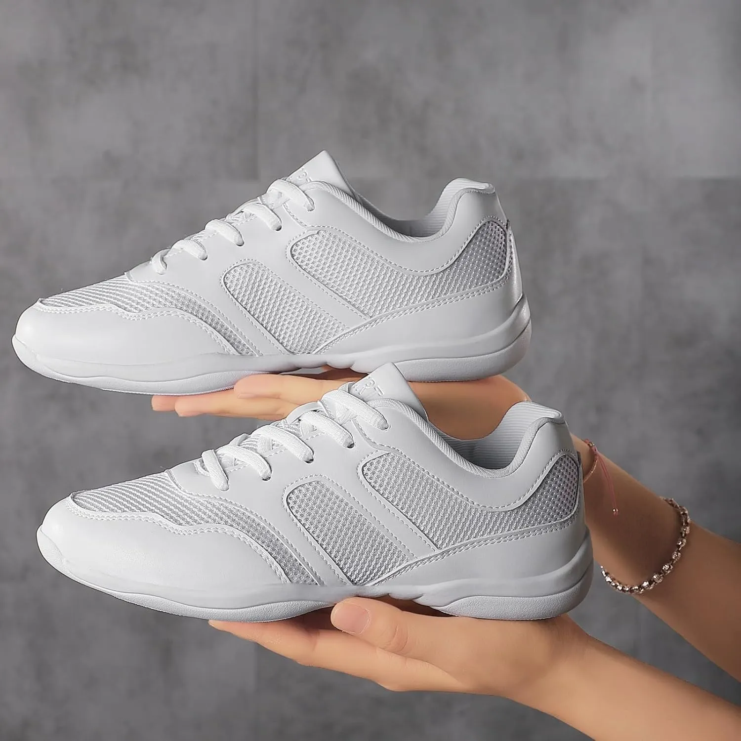 White Cheer Shoes for Girls Dance Sneakers Youth Athletic Training Tennis Walking Breathable Competition Cheerleader Women