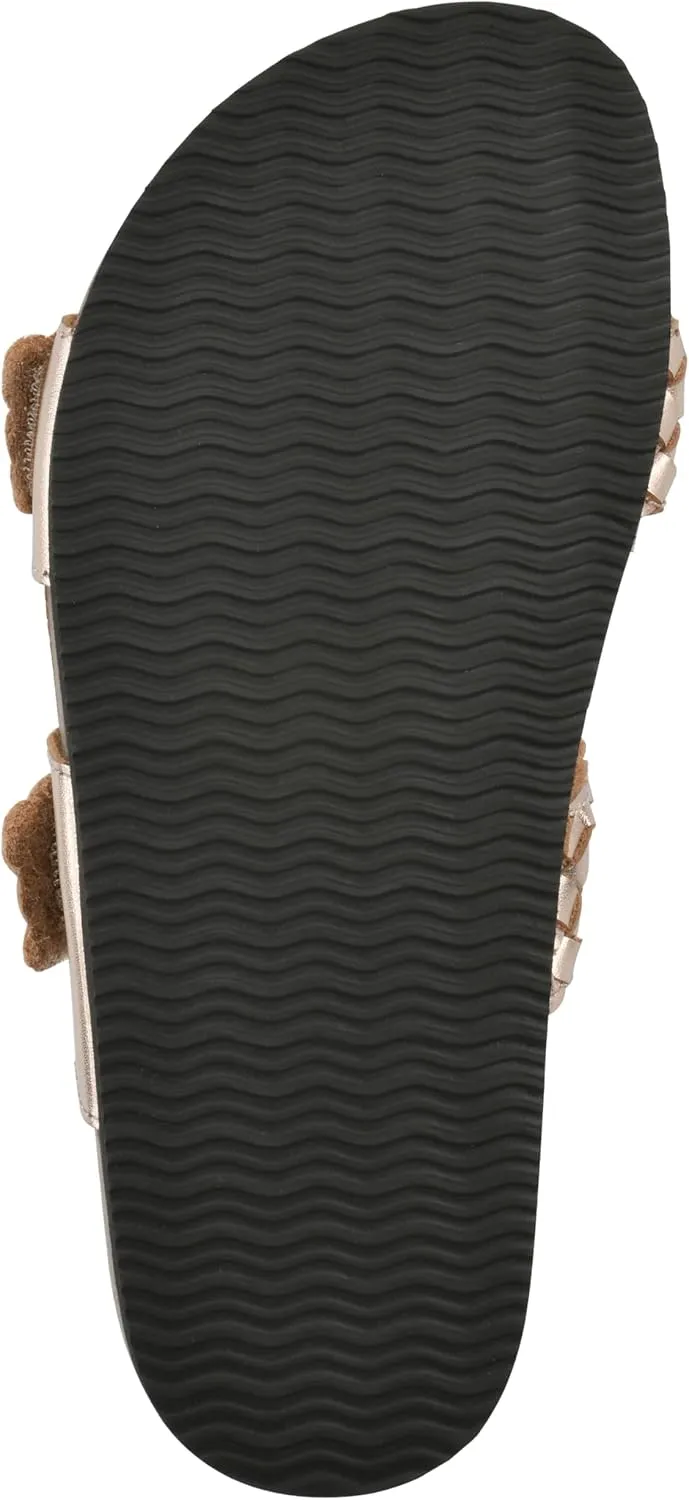 WHITE MOUNTAIN Women's Hey Hey Braided Double-Buckle Signature Comfort-Molded Footbed Sandal