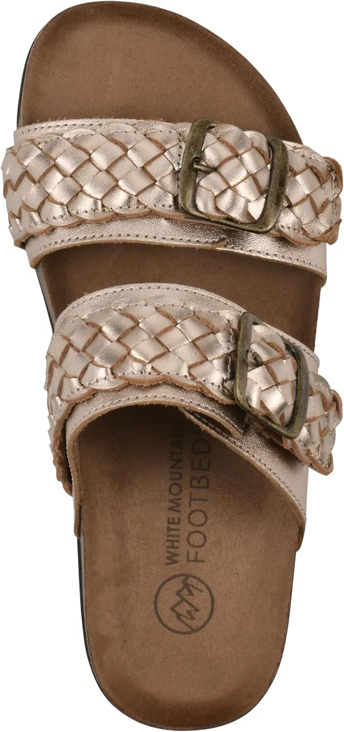 WHITE MOUNTAIN Women's Hey Hey Braided Double-Buckle Signature Comfort-Molded Footbed Sandal